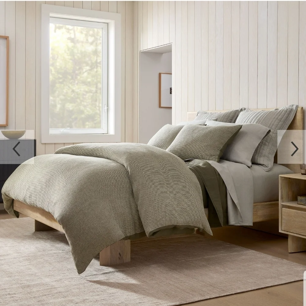 ❤️BUY 2 GET 1 FREE West Elm European Flax Linen Mini Waffle Duvet Cover, King